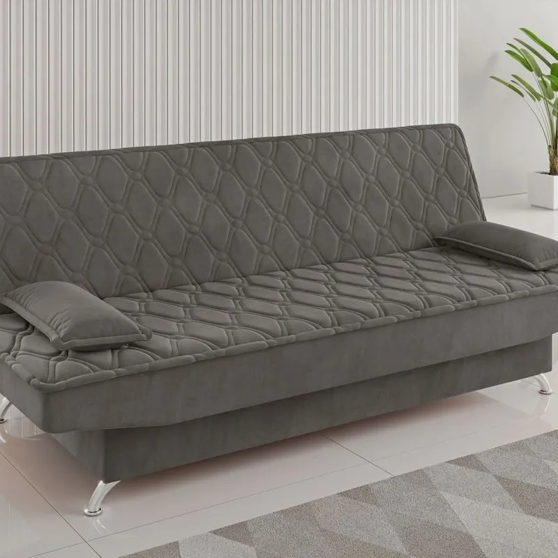 Sofa Cama Zenite 3 Lugares Reclinável com 2 Almofadas Soltas