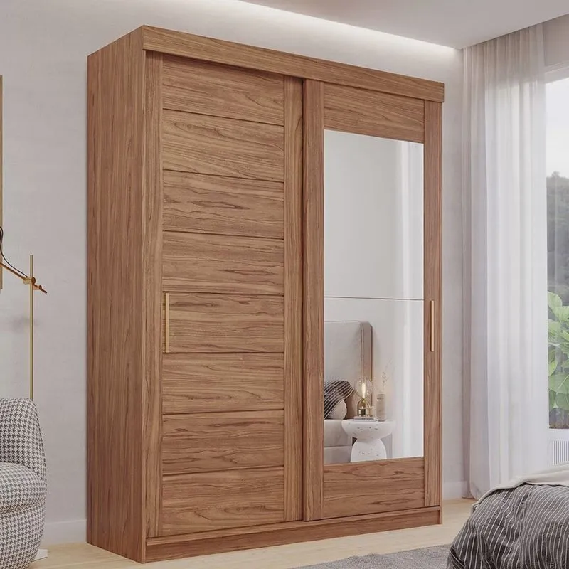 Guarda-roupa Solteiro 3 Portas de Correr 3 Gavetas sem Pés 100% Mdf Dubai Espresso Móveis