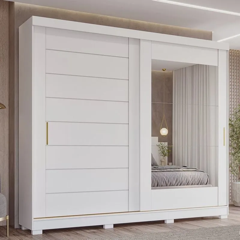 Guarda-roupa Casal 2 Portas de Correr 8 Gavetas com Pés 100% Mdf Siena Espresso Móveis