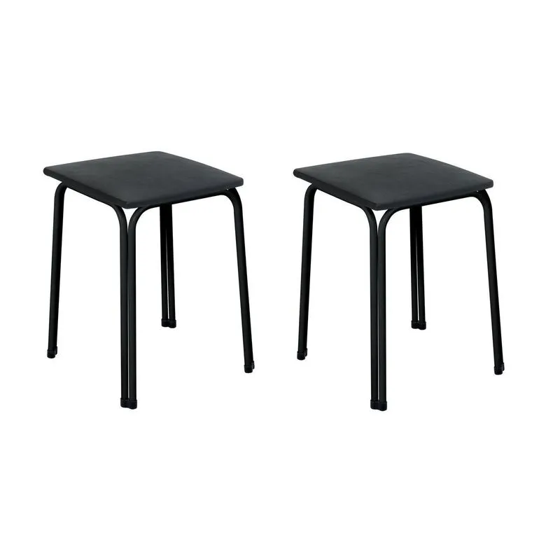 Conjunto 2 Banquetas Aço Bia Preto Fosco/preto