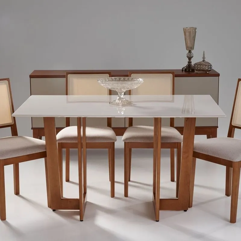 Conjunto Grécia Mesa Badem 120cm 4 Cadeira Sila Mel