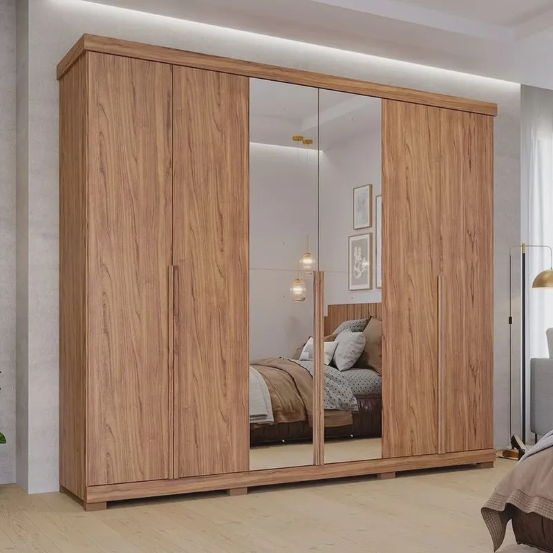 Guarda Roupa Casal em Mdf 6 Portas com Espelhos e Pés Linhares Espresso Móveis