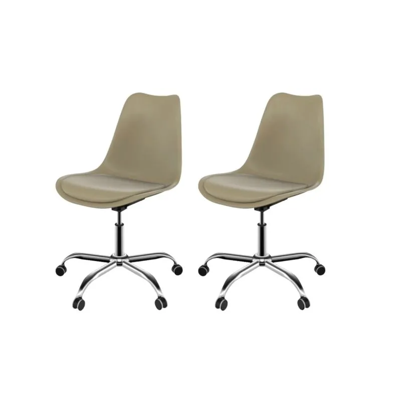 Kit 2 Cadeiras Para Escritório Eames Saarinen Office Nude