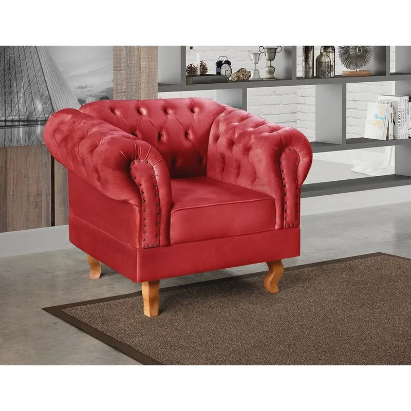 Poltrona Dom Pedro Chesterfield Retrô Decorativa