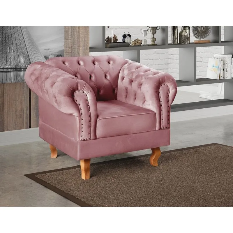 Poltrona Dom Pedro Chesterfield Retrô Decorativa