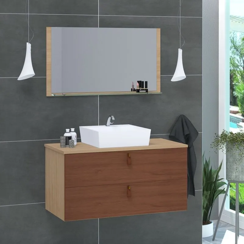 Conjunto Gabinete De Banheiro Berlim 80 Cm Natura