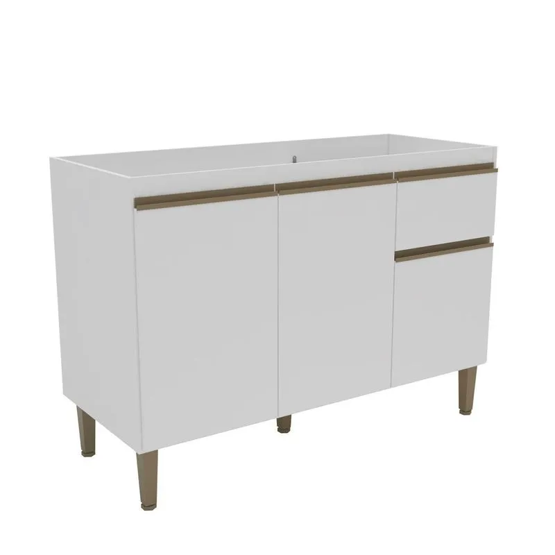 Armário Balcão De Cozinha 120cm Com 3 Portas E 1 Gaveta 2405 Branco