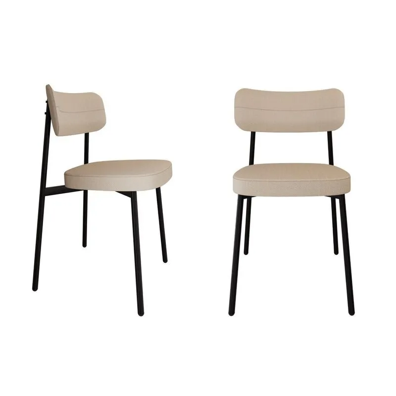 Cadeira Alloa Fixa Com 4 Pés 500 X 447 X 838 Mm Com 2 Unidades Areia/preto Epoxi
