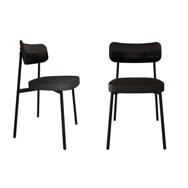 Cadeira Alloa Fixa Com 4 Pés 500 X 447 X 838 Mm Com 2 Unidades Corriente Preto/preto/preto Epoxi