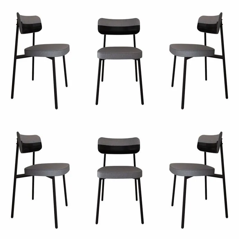 Cadeira Fixa Com 4 Pés 50 X 44,7 X 83,8 Cm Com 6 Unidades Alloa Corriente Cinza/preto/preto