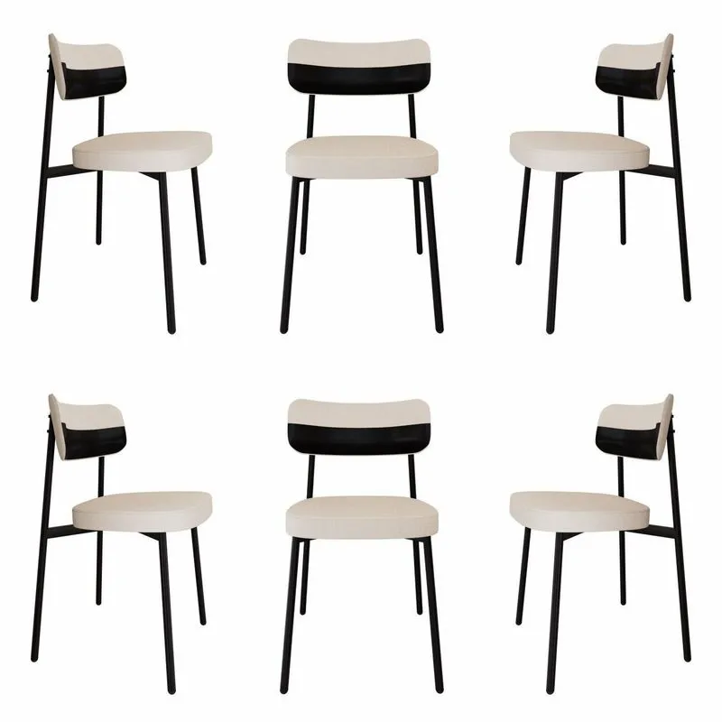 Cadeira Fixa Com 4 Pés 50 X 44,7 X 83,8 Cm Com 6 Unidades Alloa Corriente /preto