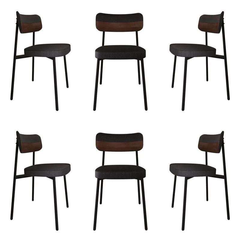 Cadeira Fixa Com 4 Pés 50 X 44,7 X 83,8 Cm Com 6 Unidades Alloa Corriente Preto/whisky/preto
