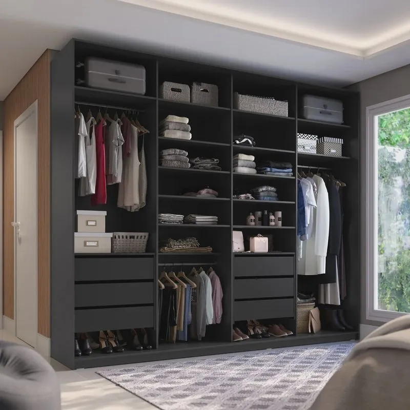 Closet Casal 100% mdf bp 4 Vaos 6 Gavetas Sion