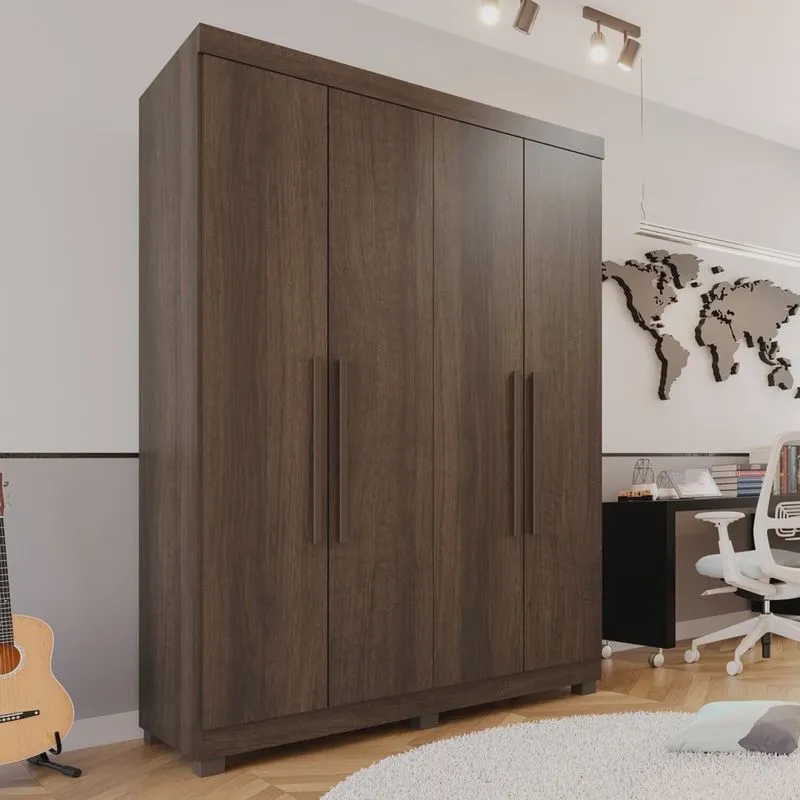 Guarda-roupa Solteiro 4 Portas 3 Gavetas Roma Espresso Móveis