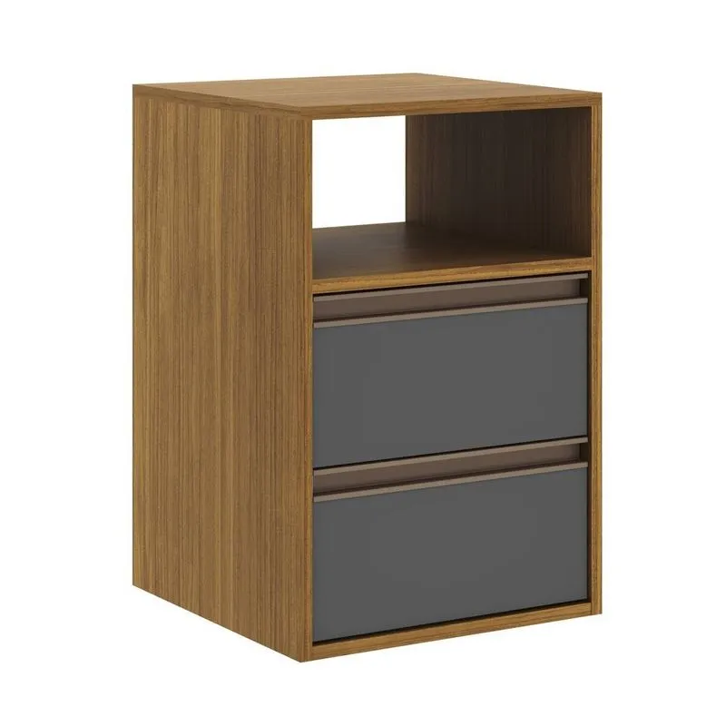 Mesa De Cabeceira Puxador Calha 2g Freijo/titanio Freijó/titânio