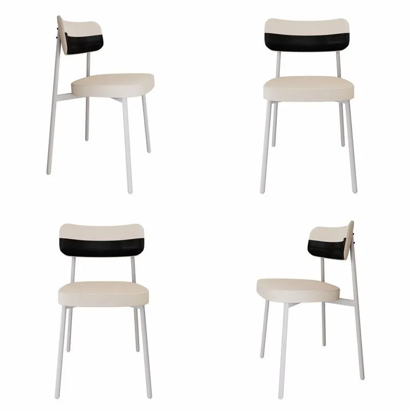 Cadeira Alloa Fixa Com 4 Pés 50 X 44,7 X 83,8 Cm Com 4 Unidade Palha/preto/branco Epoxi