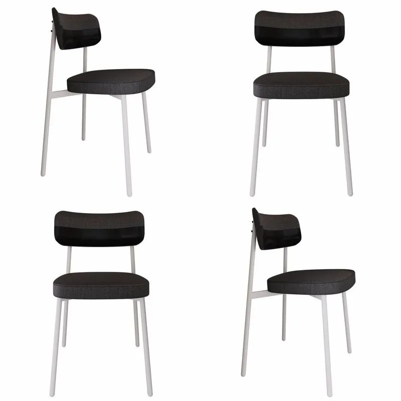 Cadeira Alloa Fixa Com 4 Pés 50 X 44,7 X 83,8 Cm Com 4 Unidade Preto/preto/branco Epoxi