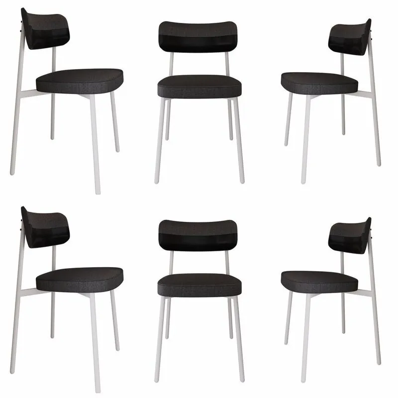 Cadeira Alloa Fixa Com 4 Pés 50 X 44,7 X 83,8 Cm Com 6 Unidades Preto/branco Epoxi