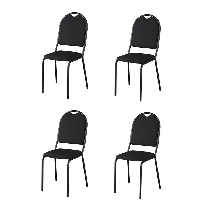 Conjunto Com 4 Cadeiras Para Escritório Preto