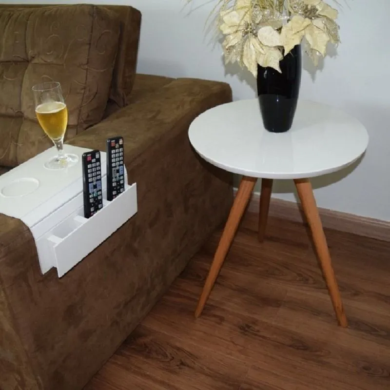 Mesinha Lateral Tripe Decorativa Lc Baixa Off White / Mel