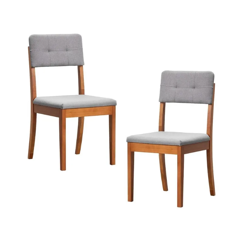 Kit 2 Cadeiras Estofadas Tiê CabeCasa MadeiraOriginals Cinza/Amêndoa Amêndoa/Cinza