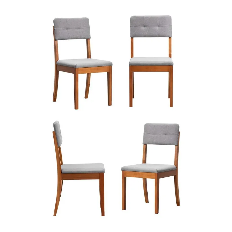 Kit 4 Cadeiras Estofadas Tiê CabeCasa MadeiraOriginals Cinza/Amêndoa Amêndoa/Cinza