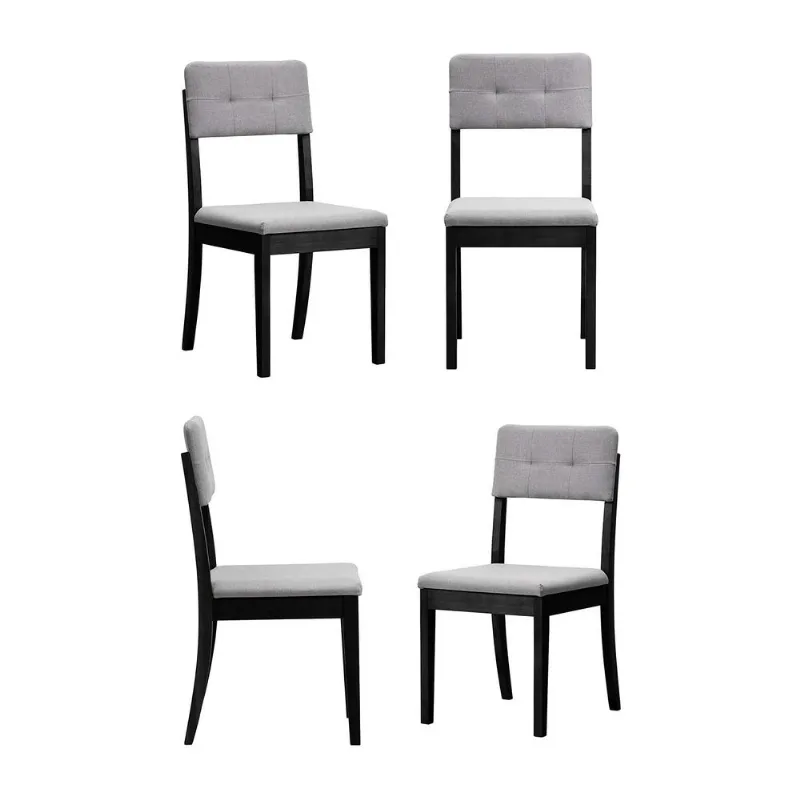 Kit 4 Cadeiras Estofadas Tiê CabeCasa MadeiraOriginals Cinza/Preto Preto/Cinza