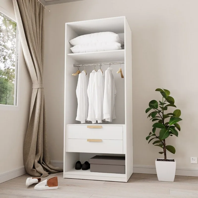 Guarda-Roupa Planejado 80cm sem Portas com Gaveteiro Jade CabeCasa MadeiraOriginals Branco/Fosco Branco Fosco