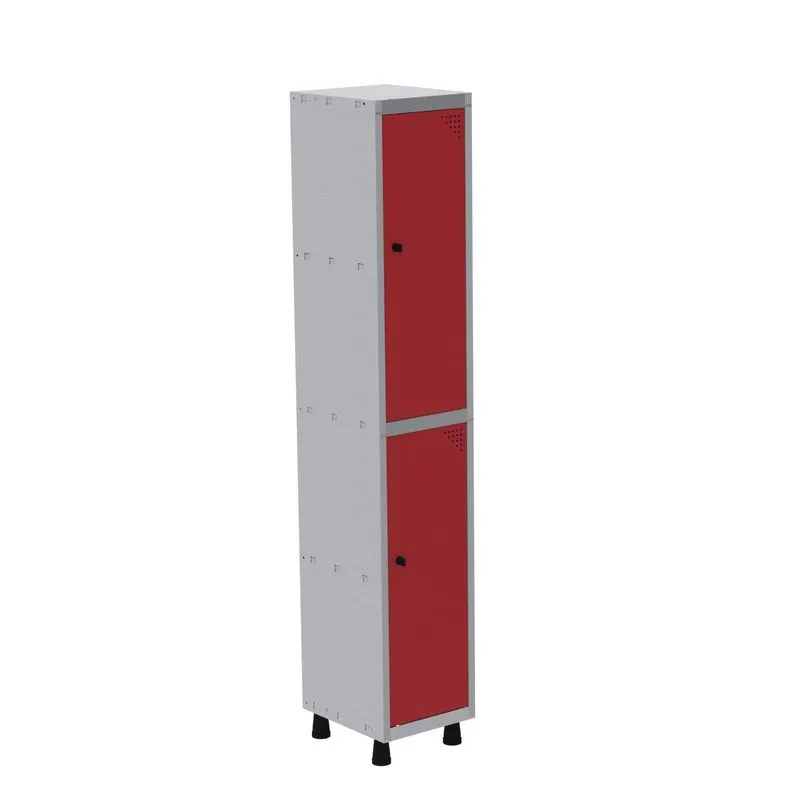 Roupeiro Em Aço Mt 1v 2 Portas - Pitâo Com Prateleira Interna Cinza/vermelho