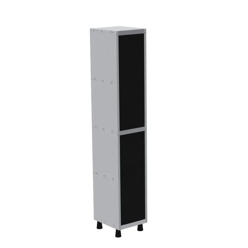 Roupeiro Em Aço Mt 1v 2 Portas Com Prateleira Interna Pitâo Cinza/preto