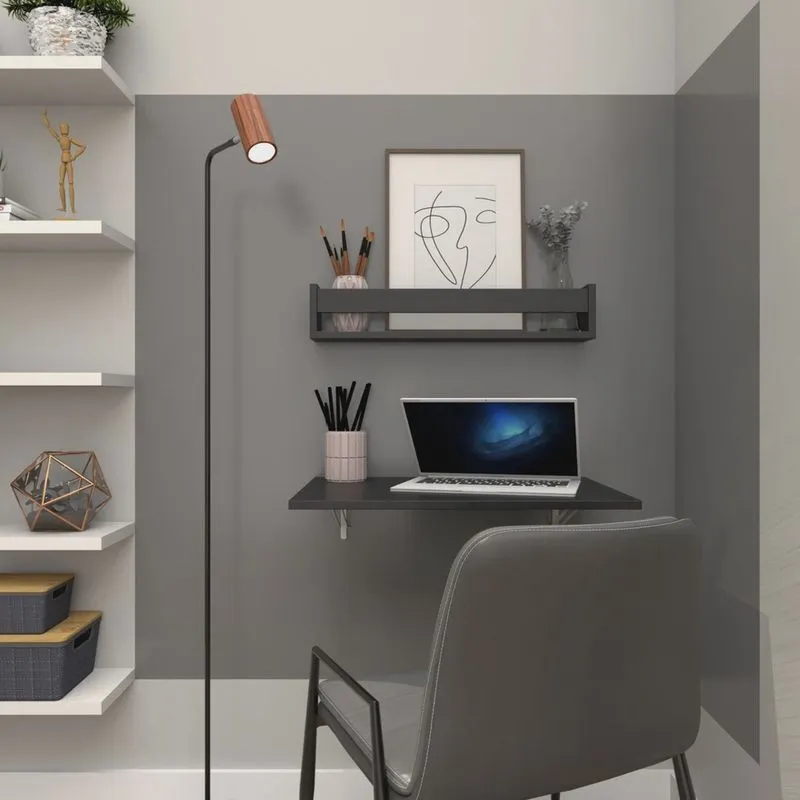 Conjunto de Mesa Dobrável e Prateleira para Home Office ou Escritório