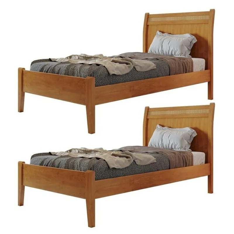Conjunto 2 Cama Solteiro 90cm Esmeralda Amêndoa Mel
