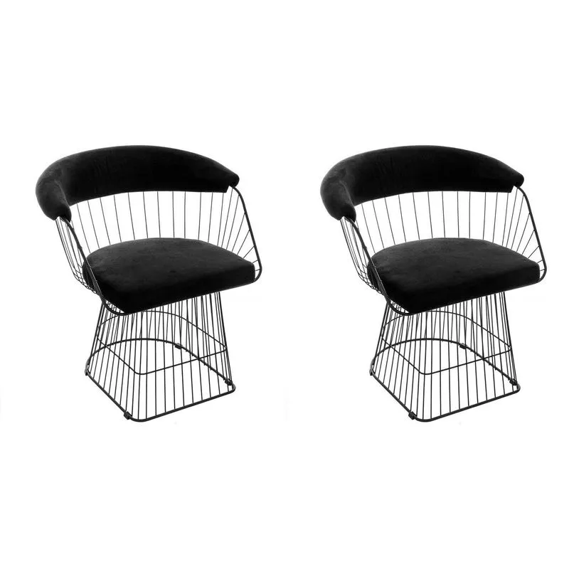 Conjunto Com 2 Cadeiras Para Sala De Estar Wp Preto