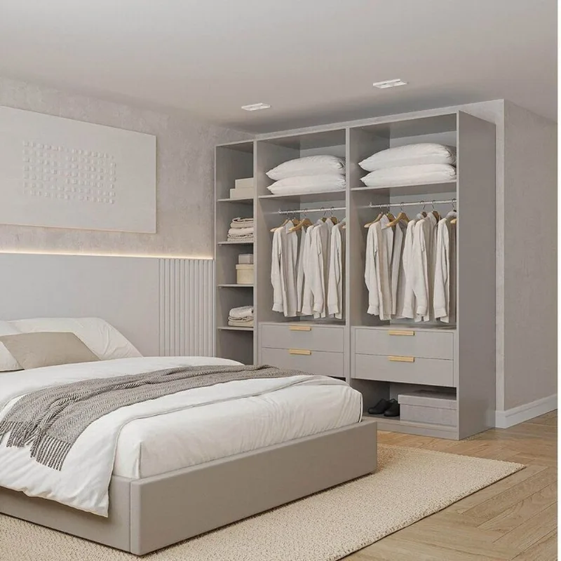 Guarda-Roupa Planejado 3 Peças sem Portas Jade CabeCasa MadeiraOriginals Cinza/Urbano Cinza Urbano