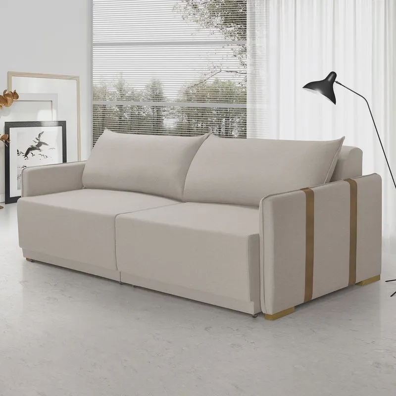 Sofá Cama Mônaco Bege Retrátil 184 Cm