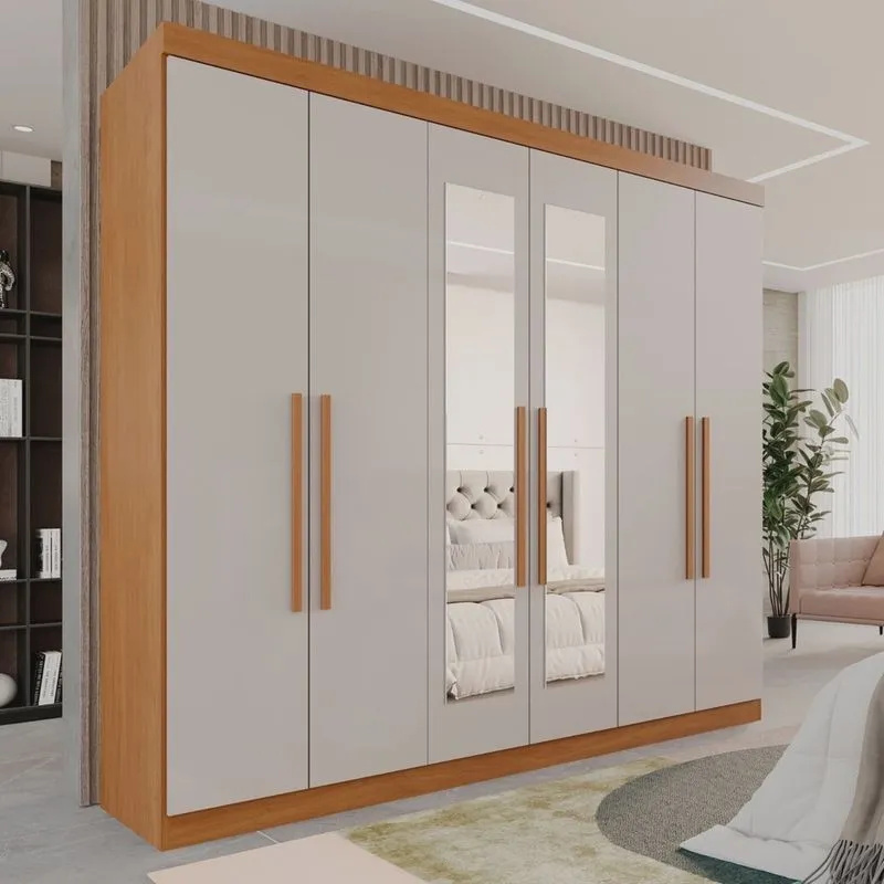 Guarda-roupa Casal 6 Portas 3 Gavetas com Espelho Roma Espresso Móveis