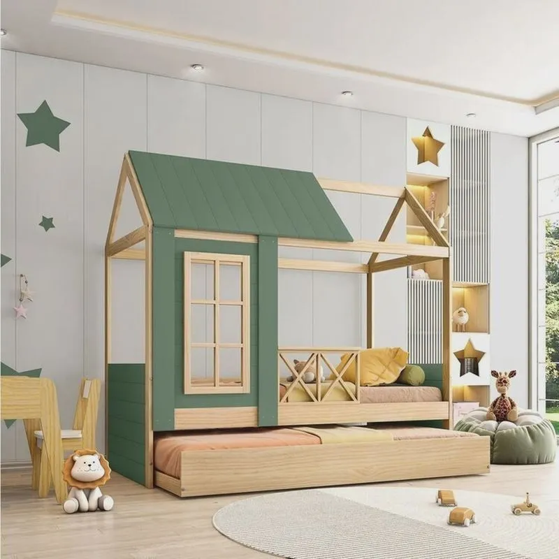 Bicama Solteiro Infantil Reversível Completa Casinha Garden Casatema