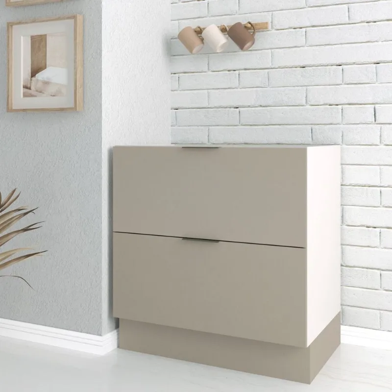 Balcão Planejado 2 Gavetões e 1 Gaveta Auxiliar sem Tampo 150cm Ipanema CabeCasa MadeiraOriginals Fendi Trama/Branco