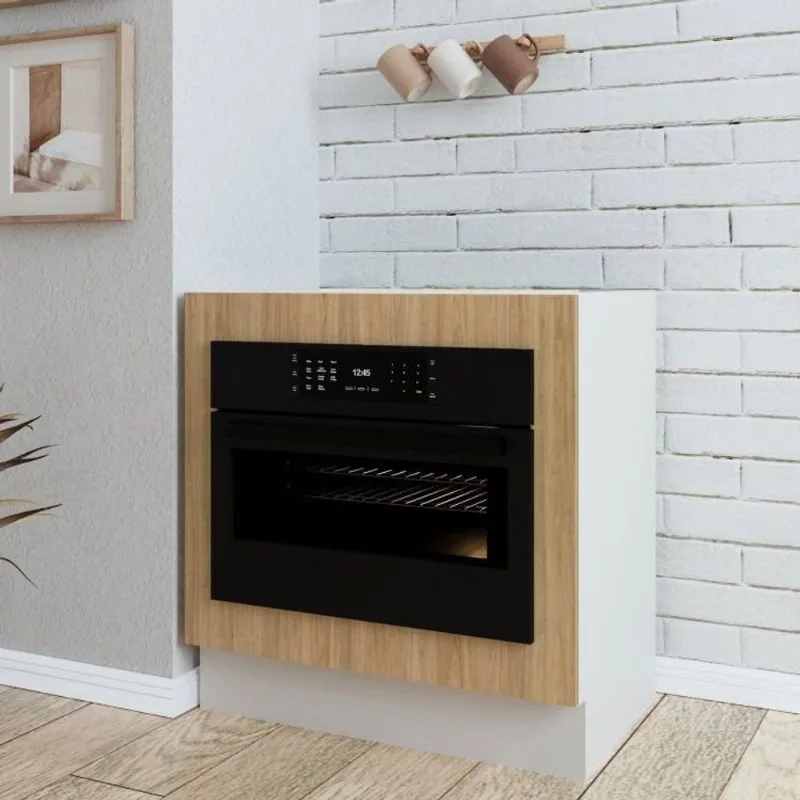Balcão Forno de Embutir Planejado sem Tampo com Rodapé Ipanema CabeCasa MadeiraOriginals Marrom/Ac Acácia/Branco