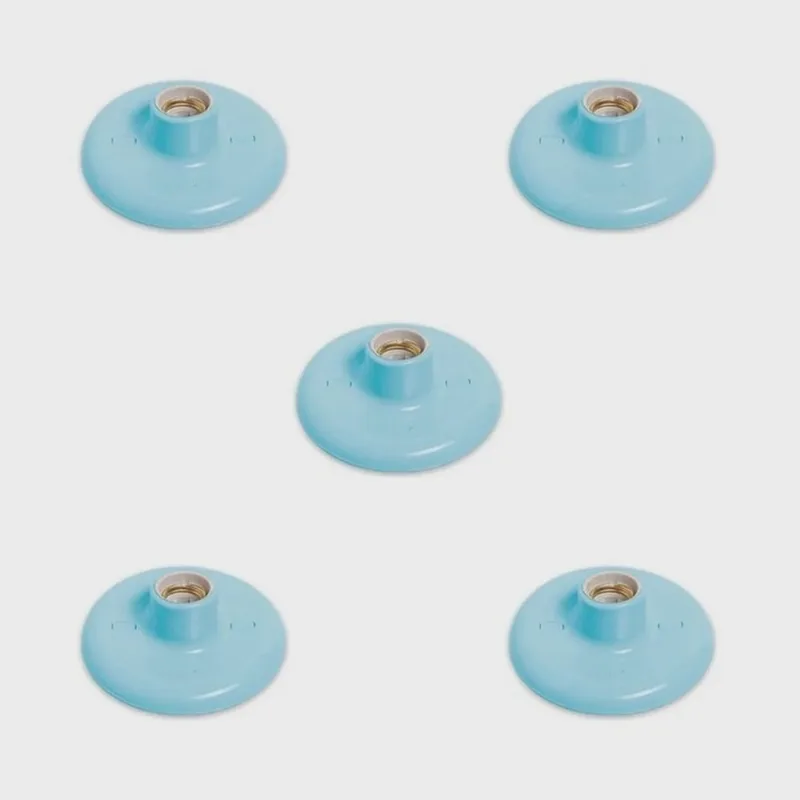 Conjunto de 5 Plafon Redondo de Sobrepor 100w Bocal Porcelana E27 Azul