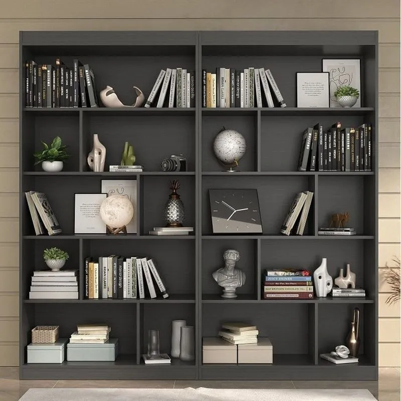 Conjunto 2 Estante Home Office Atenas Com Nicho Espresso Móveis Grafite