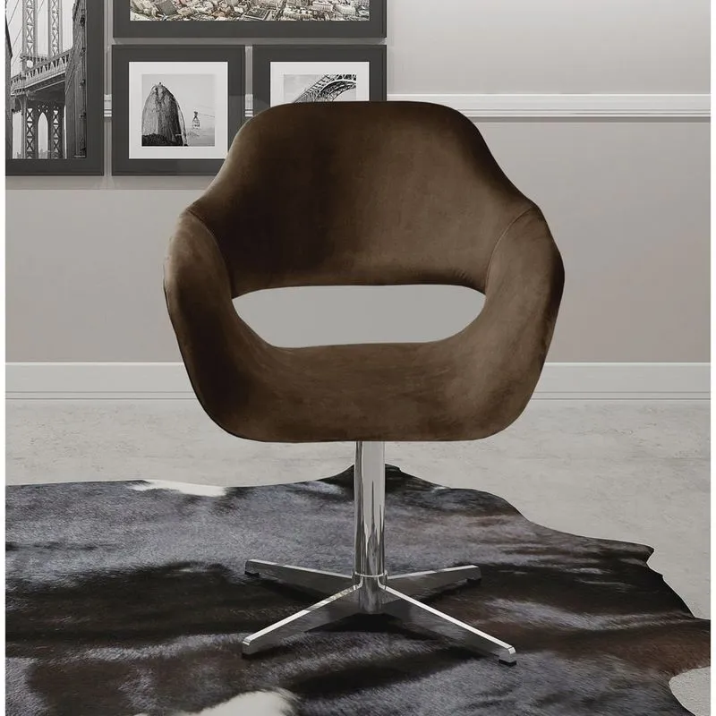 Poltrona Decorativa Zara Pé Giratório de Metal Sala Recepção
