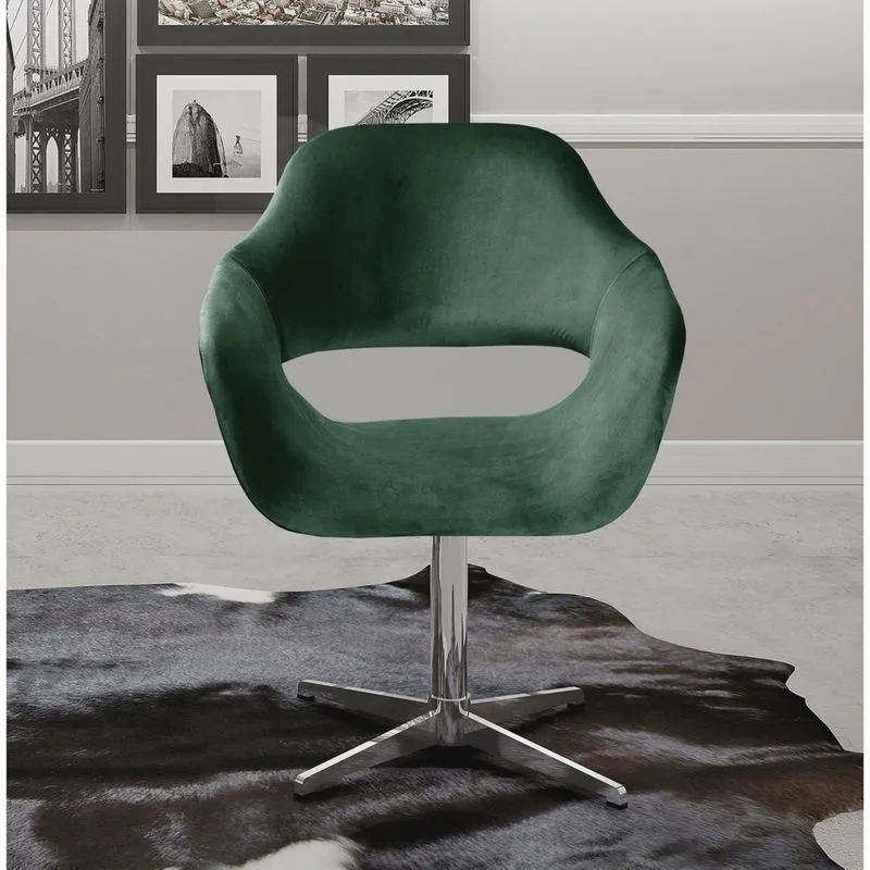 Poltrona Decorativa Zara Pé Giratório de Metal Sala Recepção