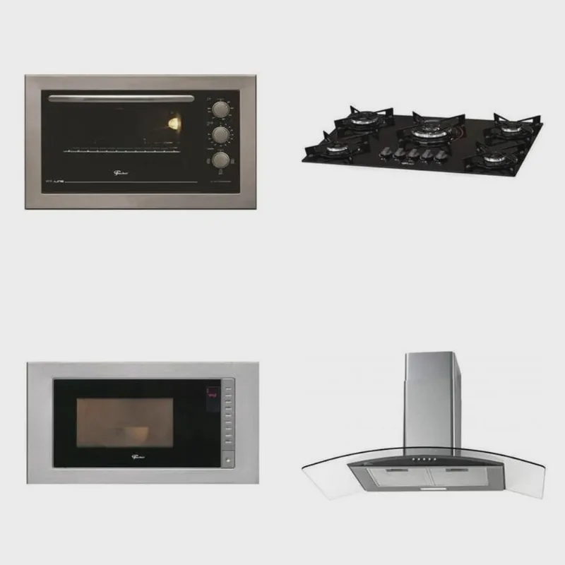 Conjunto Fogão 5b Tc, Forno 48l Inox 220v, Micro-ondas Inox 220v e Coifa 90 Cm 220v Fit Line