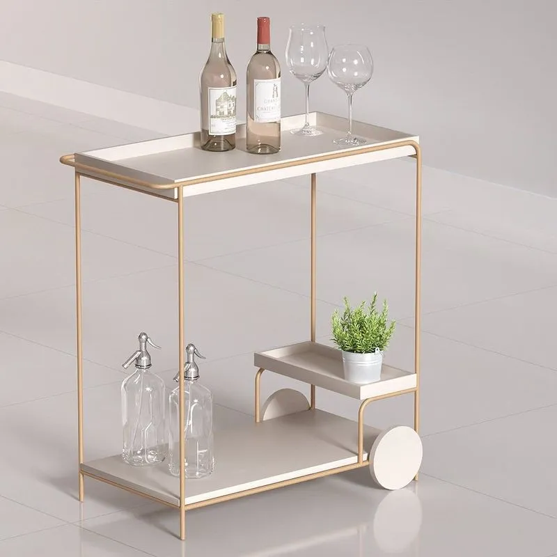 Carrinho Bar Home Bee Iii Para Decoração Bege/dourado