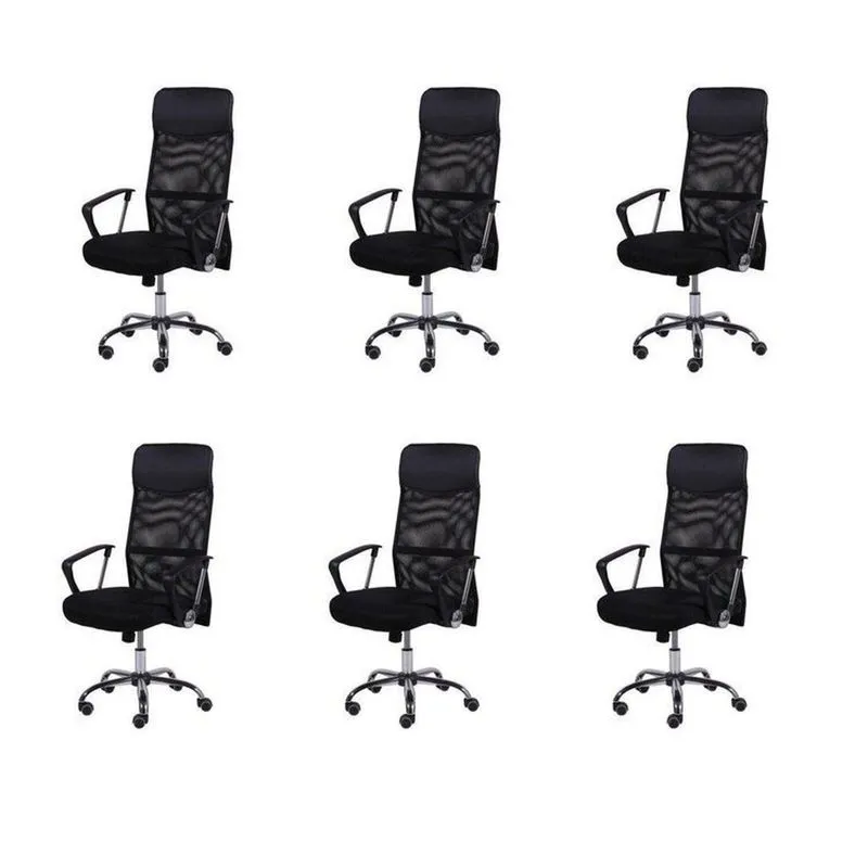 Kit 6 Cadeiras Para Escritorio Presidente Tela Mesh Corino 3307 Preto
