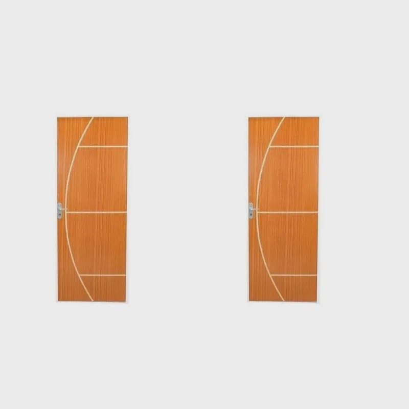 2 Kits Porta de Madeira Decorada 215x85cm com Batente de Aço 06cm Gaúcha Mogno