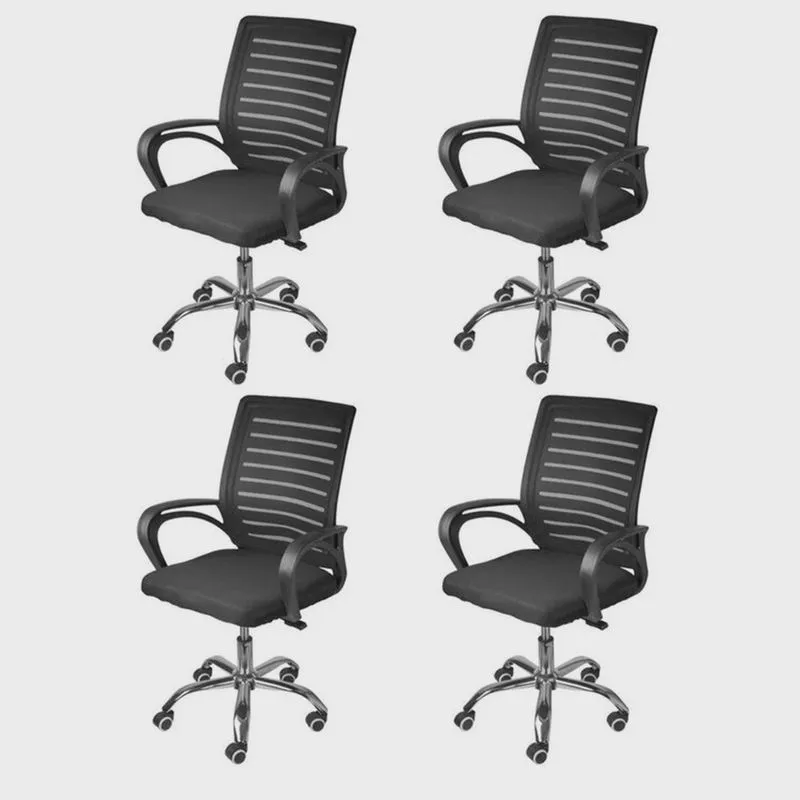 Kit 4 Cadeiras Escritório Diretor Office Tela Mesh Viena 3324