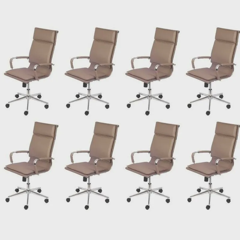 Kit 8 Cadeiras Escritorio Presidente Design Italiano com Relax Corino 3304