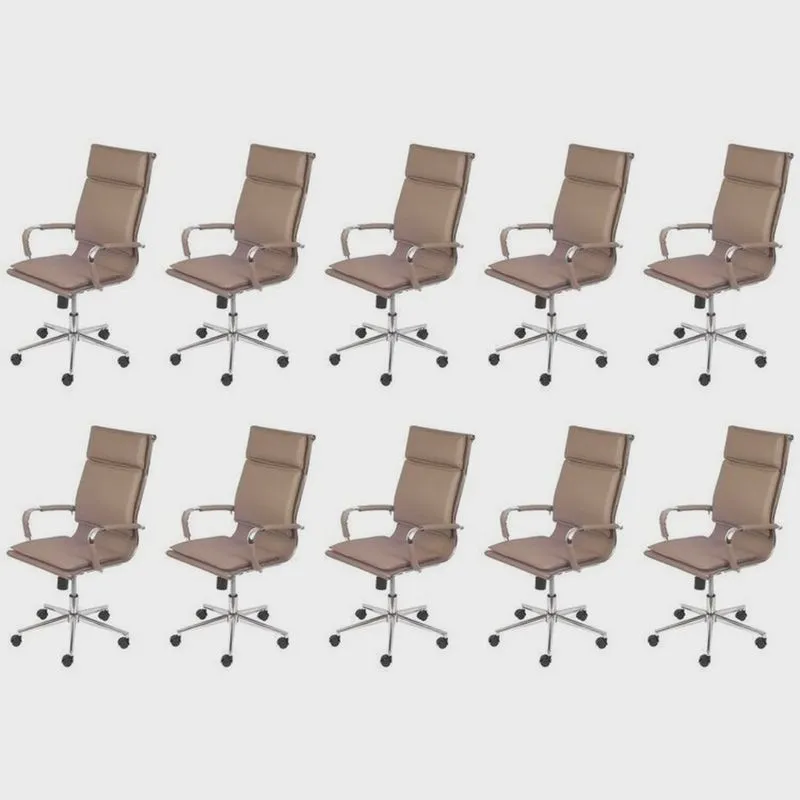 Kit 10 Cadeiras Escritorio Presidente Design Italiano com Relax Corino 3304